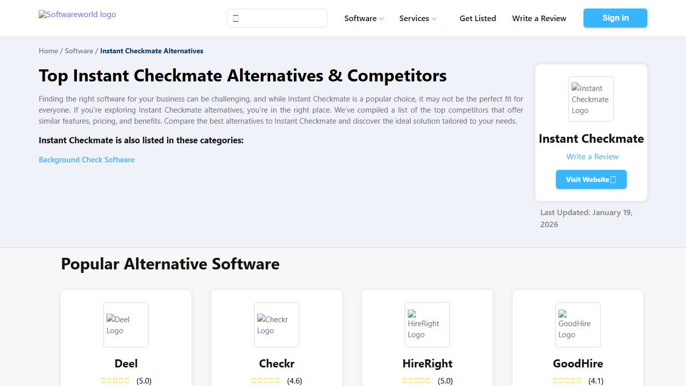 Top Instant Checkmate Alternatives & Competitors 2026 | SoftwareWorld
