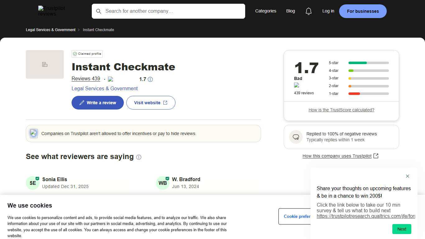 Instant Checkmate Reviews | Read Customer Service Reviews of instantcheckmate.com | 3 of 22