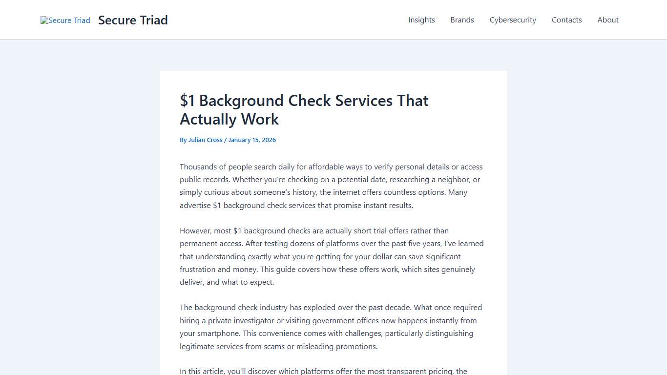 $1 Background Check Services: Complete 2026 Guide | Secure Triad